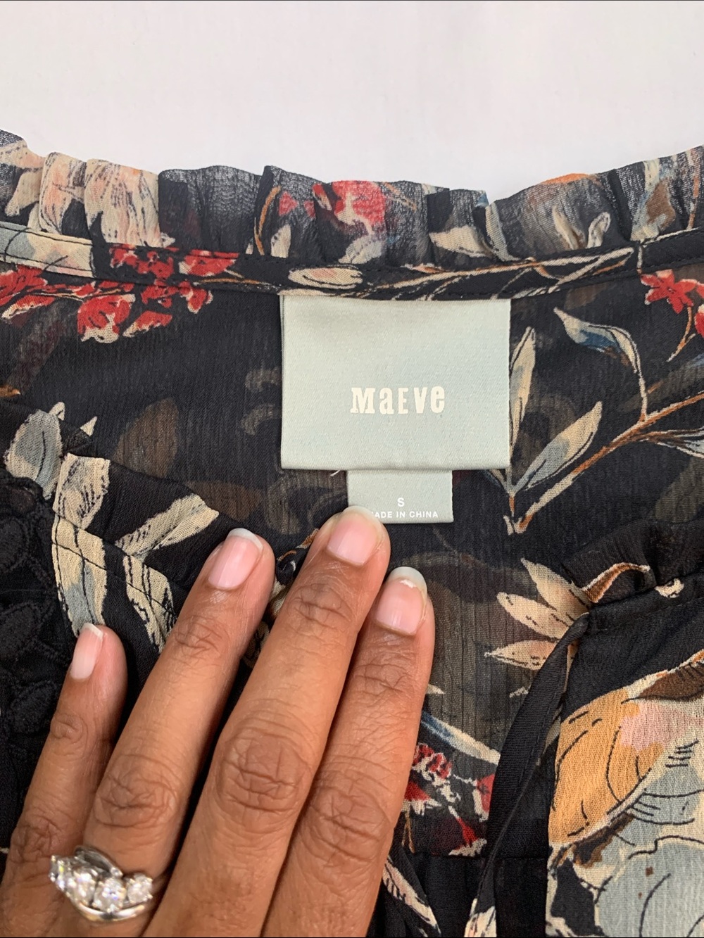 Maeve Black Floral Tassel Bell-Sleeve Blouse Goth S EUC Cosplay - Picture 2 of 11